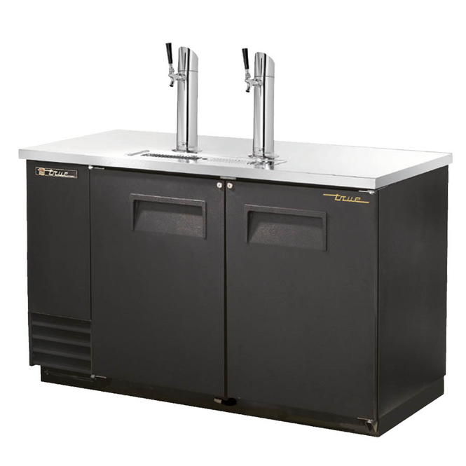 True TDD-2-HC Kegerator Direct Draw Beer Dispenser - 2 Kegs - Black