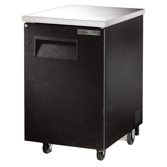 Front angle view of True's TBB-1-HC 23-inch Solid Door Back Bar Cooler