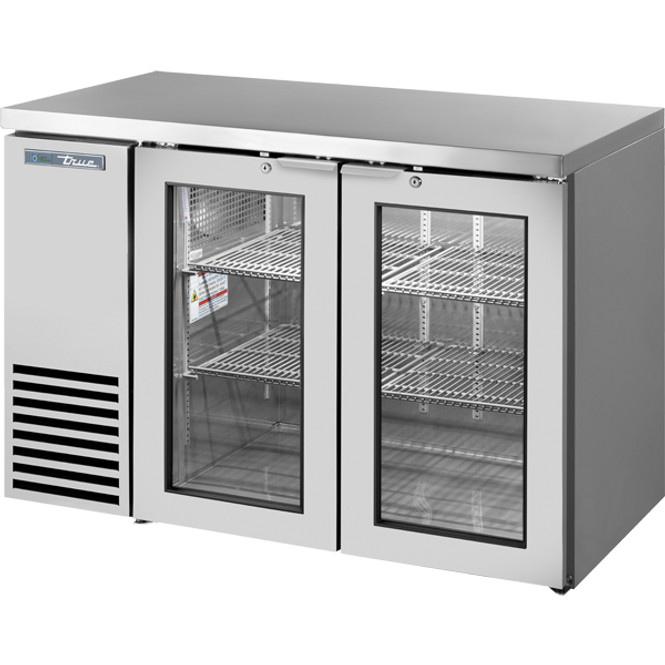 True TBB24-48-2G-Z1-SFT-S-1 - 24 Depth Stainless Steel Top Glass Door Stainless Steel Back Bar Cooler