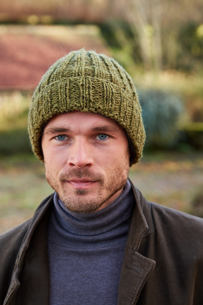 Men's Moss Green Wool Beanie1