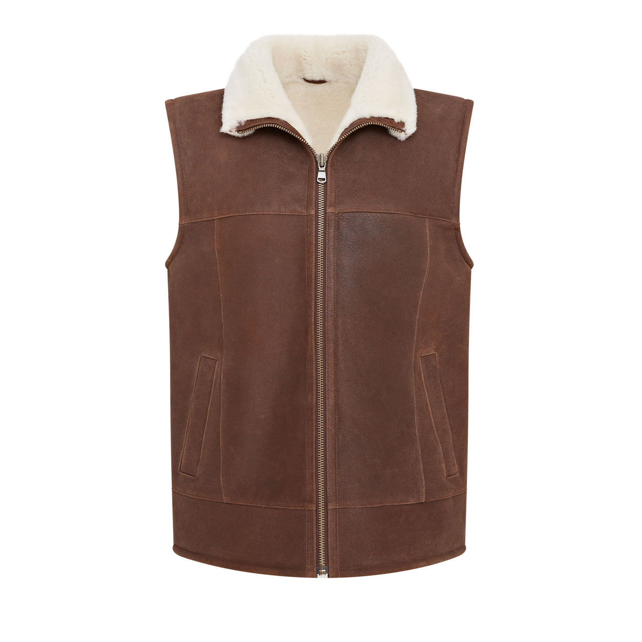 Men's Brown Sheepskin Bodywarmer - Main Image