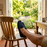 Men's blue moccasins