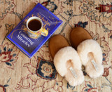 Ladies sheepskin mule slippers lifestyle image