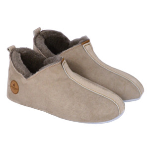 Women's Sheepskin Slippers Soft Sole in Stone