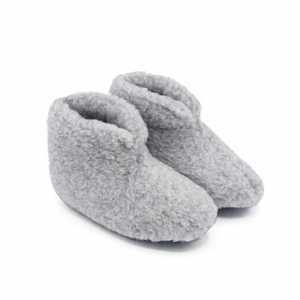 Silver Wool Bootie Slippers Uni-sex
