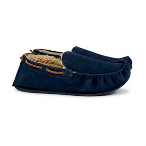 Men's Navy Moccasins with Hard Sole