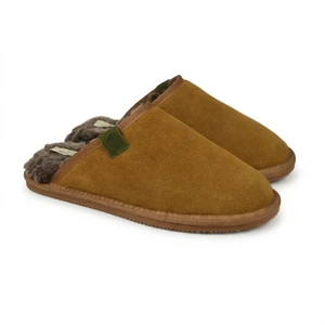 Luxury Men's Chestnut Sheepskin Mule Slippers