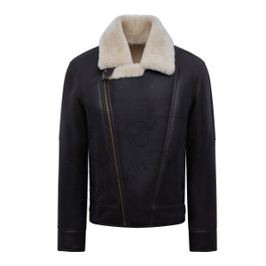 Men's Sheepskin Flying Jacket Dark Brown Men's Sheepskin Flying Jacket Dark Brown