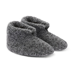 Grey Wool Bootie Slippers