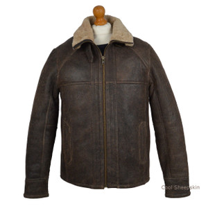 Men's Chocolate Forest Distressed Sheepskin Jacket Men's Chocolate Forest Distressed Sheepskin Jacket