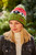 Women's Red And Green Sheep Bobble Beanie