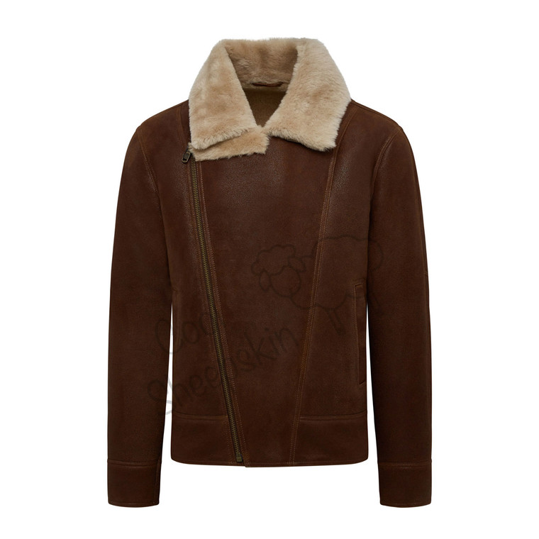 Men's Sheepskin Flying Jacket Chocolate Forest