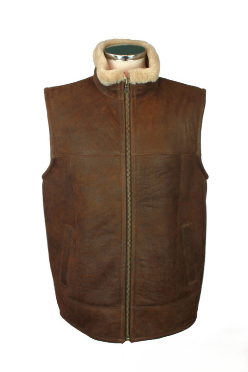 Men's Sheepskin Bodywarmer Chocolate Forest