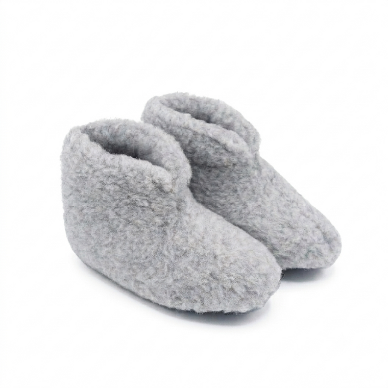 Silver Wool Bootie Slippers Uni-sex