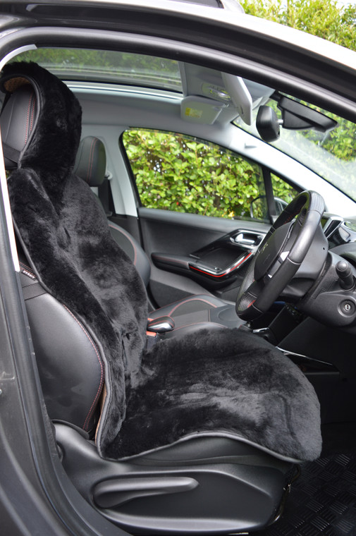 Black Sheepskin Car Seat Cover