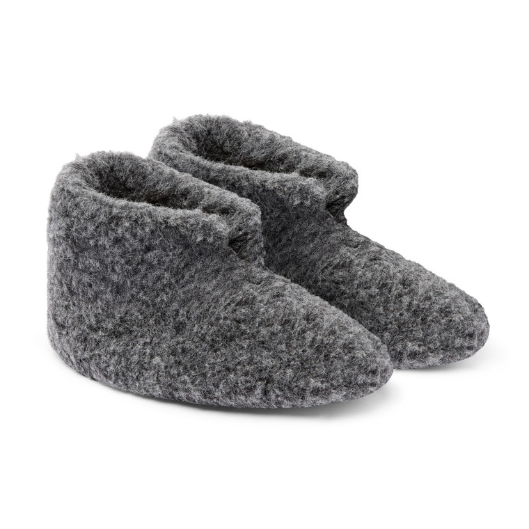 Grey Wool Bootie Slippers