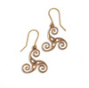 Celtic Triscele Trinity Knotwork Sheppard Hook Bronze Earrings
