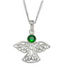 Birthstone Celtic Angel May Stone Sterling Silver Pendant