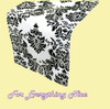 Black White Damask Flocking Taffeta Wedding Table Runners Decorations x 25 For Hire Black White Damask Flocking Taffeta Wedding Table Runners Decorations x 25 For Hire