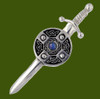 Opal Sword And Shield Celtic Knotwork Stylish Pewter Kilt Pin