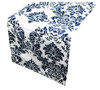 Navy White Damask Flocking Taffeta Wedding Table Runners Decorations x 5 For Hire Navy White Damask Flocking Taffeta Wedding Table Runners Decorations x 5 For Hire