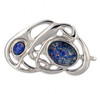 Opal Celtic Nouveau Open Knotwork Antiqued Stylish Pewter Brooch