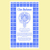 Buchanan Clan Scottish Blue White Cotton Printed Tea Towel