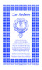 Henderson Clan Scottish Blue White Cotton Printed Tea Towel
