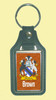Brown Coat of Arms English Family Name Leather Key Ring Set of 4