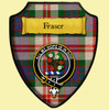 Fraser Dress Red Modern Tartan Crest Wooden Wall Plaque Shield