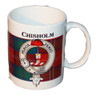 Chisholm Tartan Clan Crest Ceramic Mugs Chisholm Clan Badge Mugs Set of 2