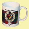 MacLennan Tartan Clan Crest Ceramic Mugs MacLennan Clan Badge Mugs Set of 4