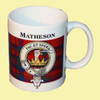 Matheson Tartan Clan Crest Ceramic Mugs Matheson Clan Badge Mugs Set of 2