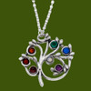 Chakra Tree Seven Semi Precious Stones Stylish Pewter Pendant