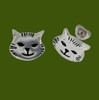 Kitty Cat Face Animal Themed Small Stud Stylish Pewter Earrings