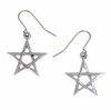 Pentagram Star Small Sheppard Hook Stylish Pewter Earrings