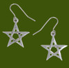 Pentagram Star Small Sheppard Hook Stylish Pewter Earrings