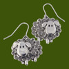 Swirly Sheep Animal Themed Sheppard Hook Stylish Pewter Earrings