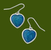 Love Heart Blue Enamel Sheppard Hook Stylish Pewter Earrings