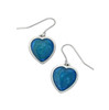Love Heart Blue Enamel Sheppard Hook Stylish Pewter Earrings
