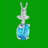Swiss Blue Topaz Oval Cut Butterfly Diamond Accent 14K White Gold Pendant