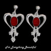 Glasgow Girls Heart Oval Garnet Sterling Silver Drop Earrings