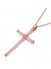 White Diamond Inlaid Cross 14K Rose Gold Pendant White Diamond Inlaid Cross 14K Rose Gold Pendant