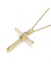 White Diamond Knotted Cross 14K Yellow Gold Pendant