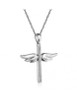 White Diamond Angel Wings Cross 14K White Gold Pendant White Diamond Angel Wings Cross 14K White Gold Pendant