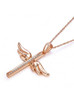White Diamond Angel Wings Cross 14K Rose Gold Pendant White Diamond Angel Wings Cross 14K Rose Gold Pendant