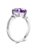 Purple Amethyst Oval Cut Diamond Inlaid Ladies 14K White Gold Ring 