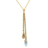 Blue Topaz Citrine Briolette Long Drop 14K Rose Gold Pendant