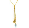 Blue Topaz Citrine Briolette Long Drop 14K Yellow Gold Pendant