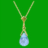 Blue Topaz Briolette Small Drop 14K Yellow Gold Pendant